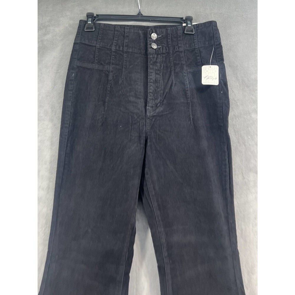 Free People Jayde Black High Rise Corduroy Flare Pants - Picture 4 of 12